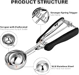 TJ POP Ice Cream Scoop 3 Tbsp 45ml Stainless Steel with Easy Release view 3