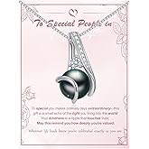 KANNSOAR Tahitian Black Pearl AAAA 18K White Gold Plated Sterling Silver Pendant Necklace for Women Wife Mom Girlfriend Valentine Her Jewelry Gift for Anniversary Birthday Christmas