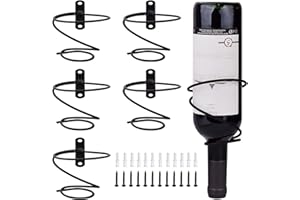 6 Pack Wall Mounted Wine Racks - Red Wine Bottle Display Holder with Screws, Metal Hanging Wine Rack Organizer for Beverages/