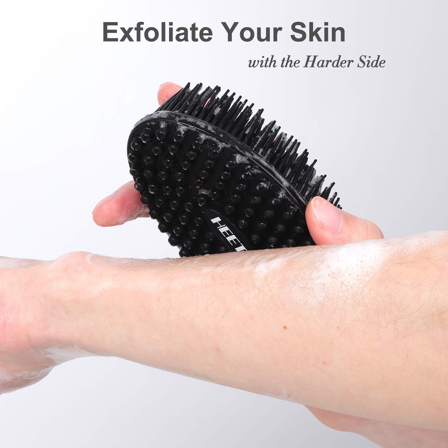 Heeta Body Brush for Wet and Dry Brushing, Silicone Bath Brush for Gentle Exfoliating on Softer, Glowing Skin, Gentle Massage with Bath and Body Brush to Improve Your Blood Circulation (Black) : Beauty