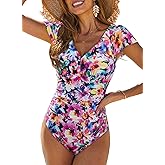 Dokotoo Women's One Piece Swimsuits with Cover up Wrap Skirt Tummy Control V-Neck 2 Piece Padded Bathing Suits