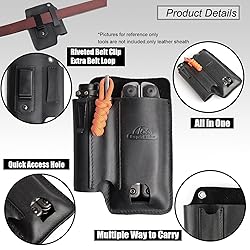 Topstache Leather Multitool Sheath with Belt Clip