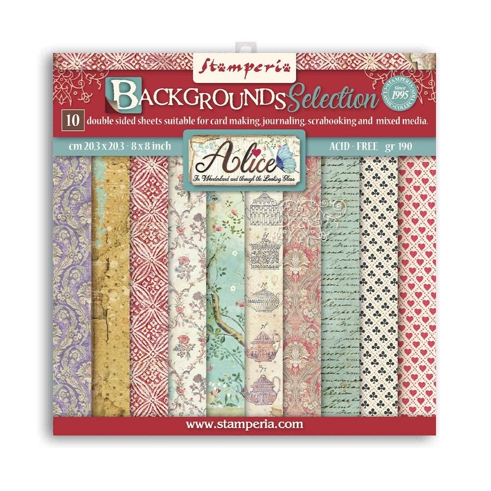 Mini Scrapbooking Pad - Double Sided Sheets - Backgrounds Selection Alice