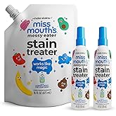 Miss Mouth’s Messy Eater Stain Treater Refill Ready Kit - 2 Pack Stain Remover Spray and 16oz Refill Pouch - Newborn & Baby Essentials - Food, Grease, Coffee Off Laundry, Underwear, Fabric