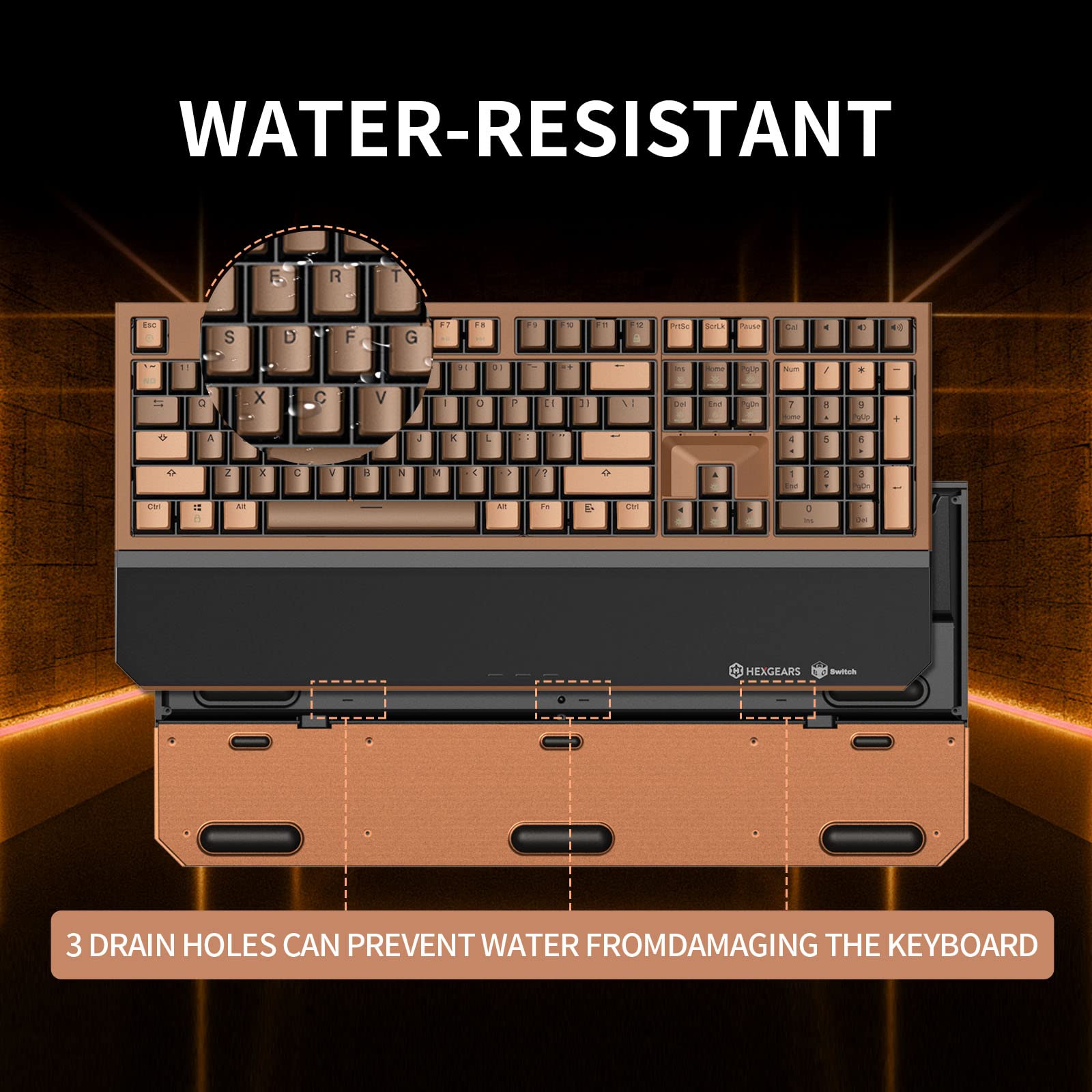 X5 Wireless Mechanical Keyboard Full Size 108 Keys, Kailh Box 3.0 Red Switch, Ergonomic, N-Key Rollover, Backlit Gaming Keyboard with Wrist Rest for PC/Tablet/PS/Xbox/Mac/Laptop