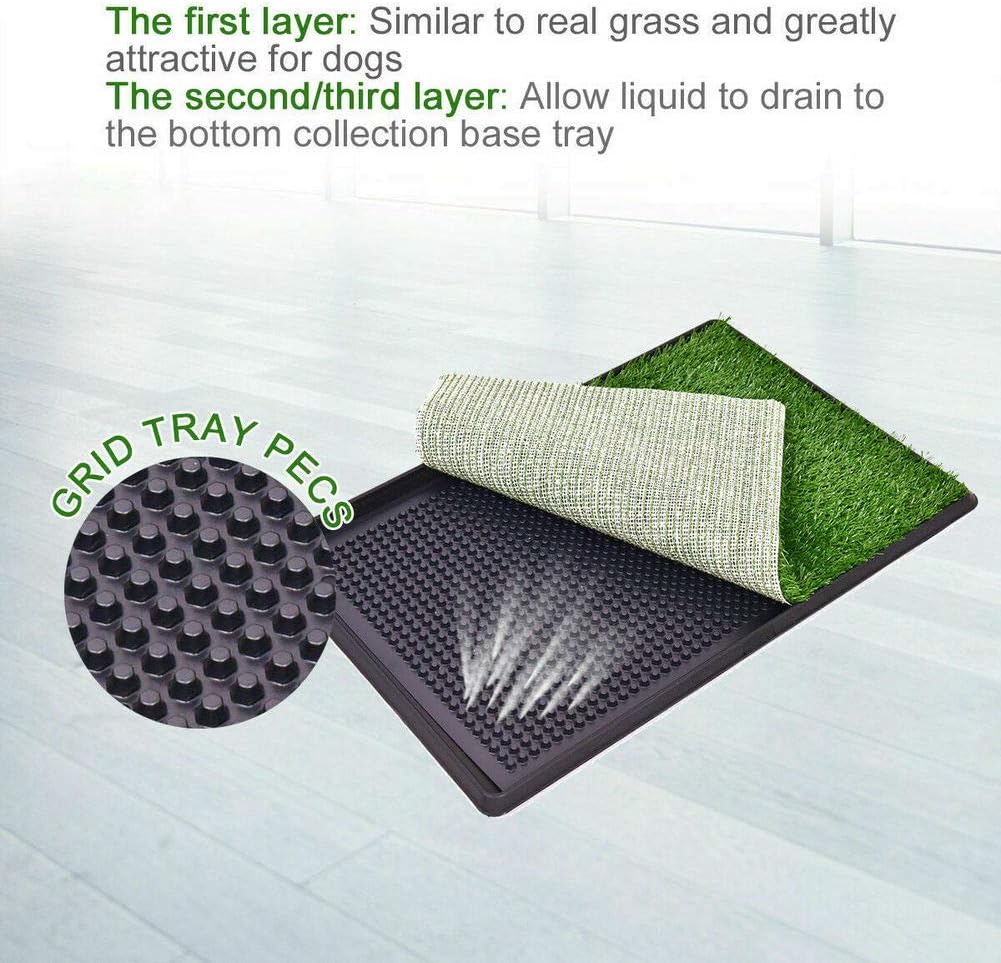 30"x20" Fake Grass Potty Pad Artificial Grass Trainer Portable Dog Turf Dog Grass Pad with Tray, 3 Layered System : Kitchen & Dining