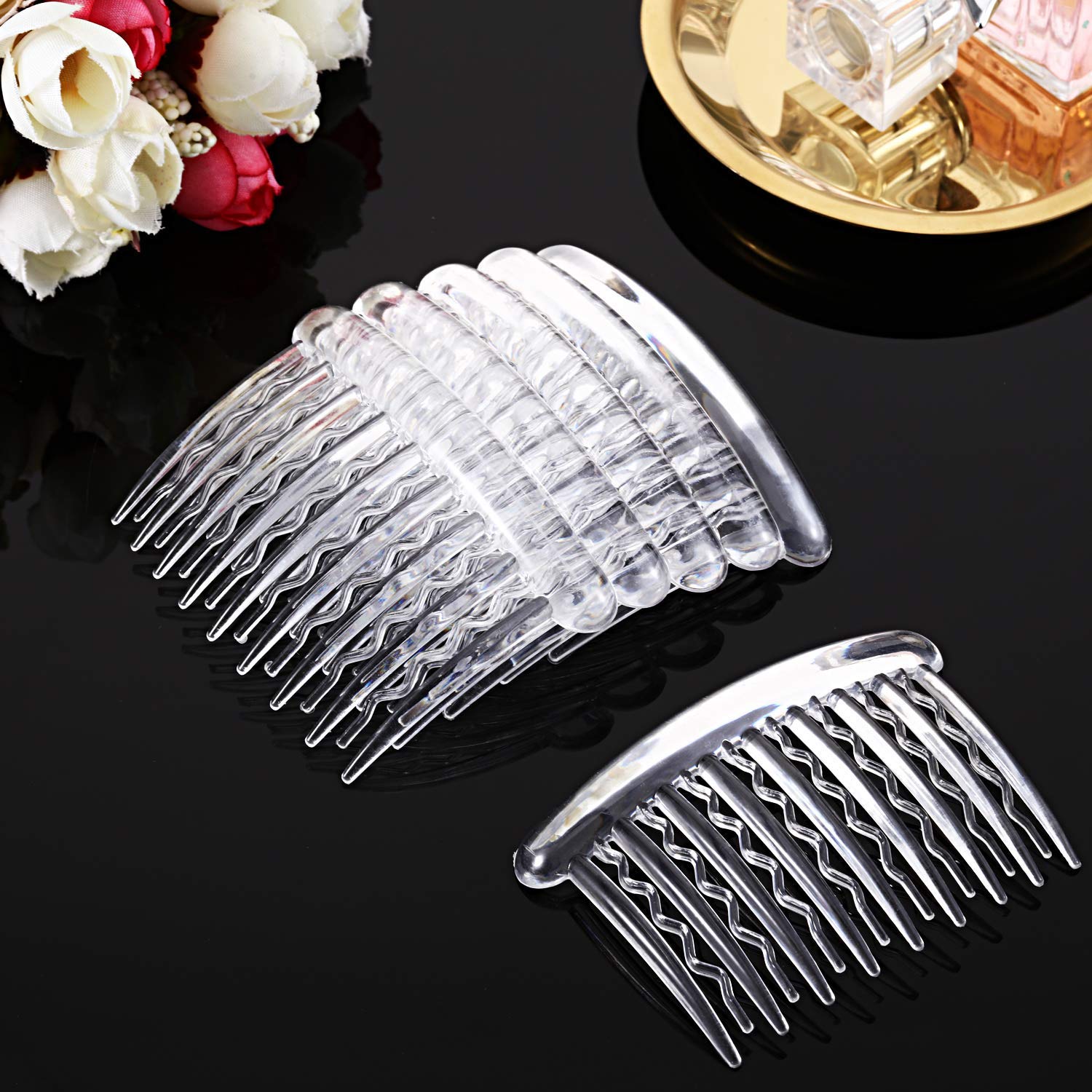Gejoy 12 Pieces Plastic Teeth Hair Combs Tortoise Side Comb Hair Accessories for Fine Hair (Transparent) : Beauty