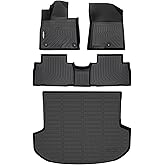GINOWY- Floor Mats & Cargo Liner for Hyundai Santa Fe 2019-2020, TPE All Weather Protection Santa Fe Car Mats, Non-Slip Trunk Cargo Mat, Waterproof Car Accessories Floor Liners, Black