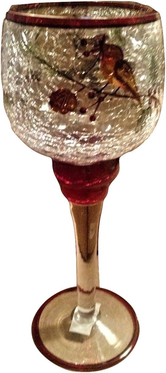 Yankee Candle Winter Bird Crackle Stem Glass Votive Holder Home & Kitchen