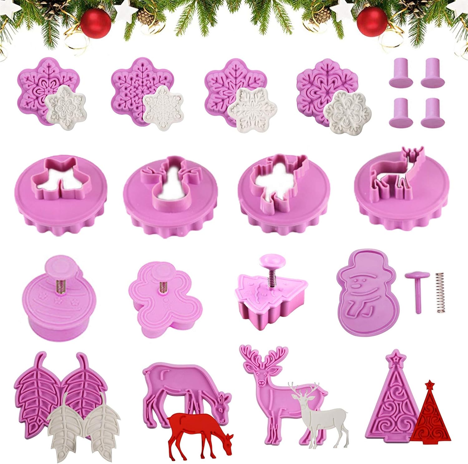 Sunshine smile Fondant Ausstecher Ausstechformen Weihnachtsausstechformen Set aus Edelstahl - Keksausstecher Plätzchen Ausstecher Weihnachten (17 Pack)