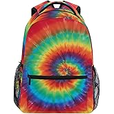 AUUXVA Spiral Tie Dye Backpack Trippy Travel School Shoulder Bag for Kids Boys Girls Women Men 11.5x8x16 in