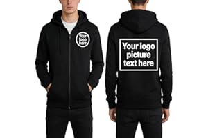 dfsrain Custom Unisex zip-up Hoodie With Your Own Design Text Picture on front and back,customize full zip hoodies