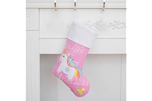 BHD BEAUTY Baby Girl's 1st Christmas Stockings 21 inches Light Pink Unicorn (1 Pack)