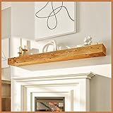 Avana Fireplace Mantle - Natural Wood - Mounted for