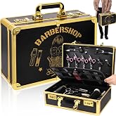Goaste Professional Barber Supplies Case, 15.7" Barber Carrying Case with Code Lock, Double Layer Hairdresser Tool Box Organizer, Portable Travel Carrying Cases for Hair Stylist &amp; Pet Groomer (Gold)