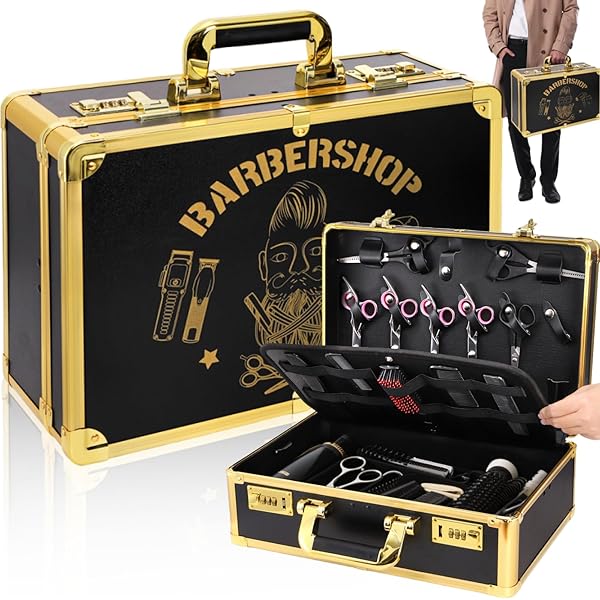 Amazon.com: Noverlife Gold Password Lock Barber Carrying Case