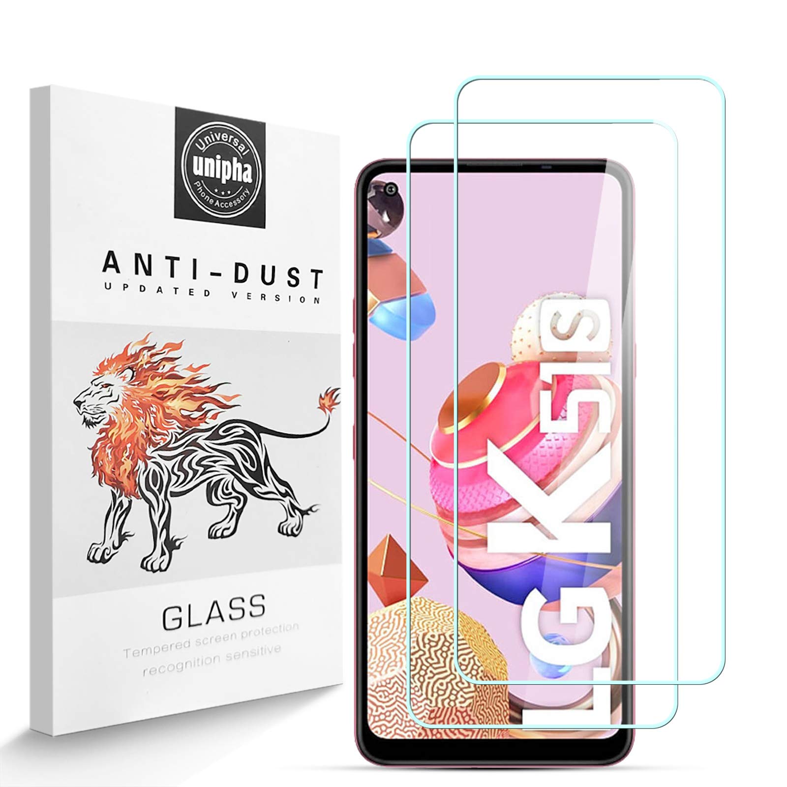 Zidwzidwei Screen Protector for LG K51S [2 Pack], 9H Hardness Tempered Glass, 2.5D High Definition Film, Bubble Free, Screen Protector Compatible with LG K51S