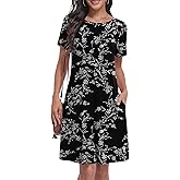Yincro Women's Summer Casual Dresses 2026 Short Sleeve Knee-Length Dress with Pockets