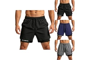 Mens 2 in 1 Athletic Shorts 2026 Quick Dry Short Athletic Workout Gym Shorts Lightweight Training Short Pants