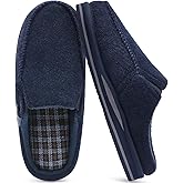 ONCAI Mens Slippers with Orthotic Arch Support,House Slippers Cotton-Blend High-Density Memory Foam Comfort Plantar Fasciitis Warm Slip-on Indoor Outdoor Rubber Sole Felt US Size 7-16