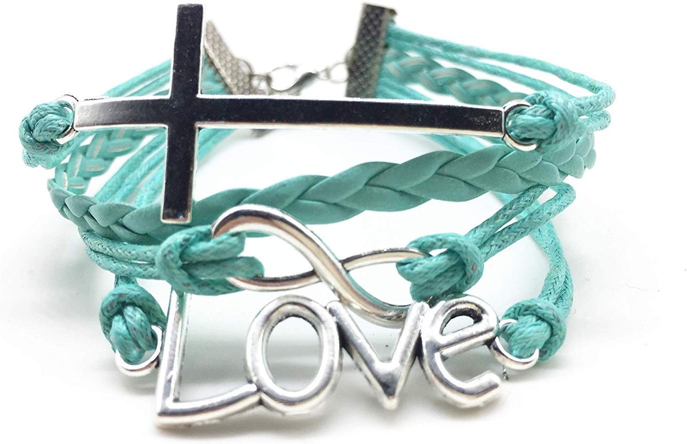 Infinity Charm Bracelet-Handmade Love and Cross Jesus Bracelet Christian Religion Bracelet Christian Gift for Women and Girls Children and Adult Sizing Gift
