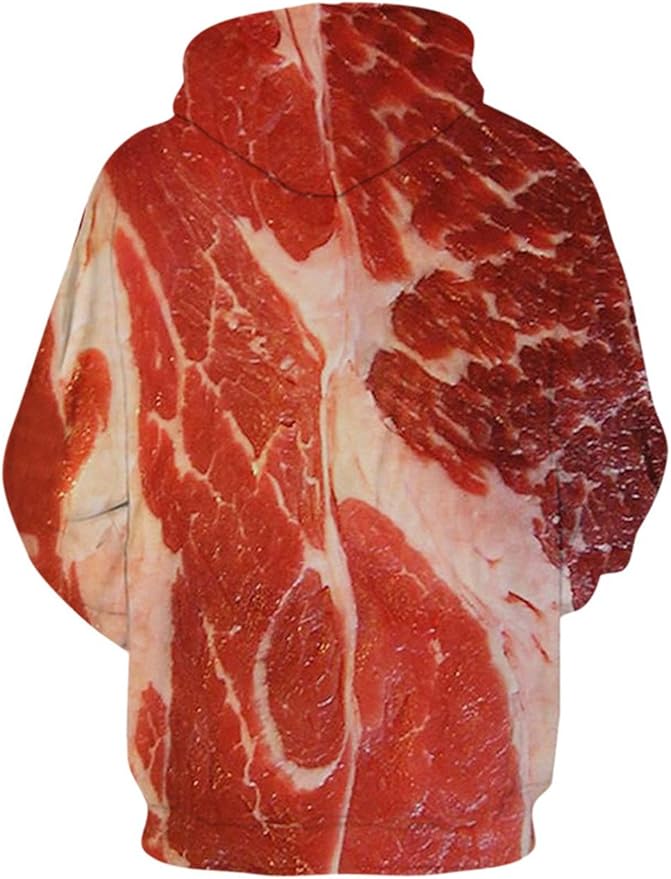 kangaroo pocket raw meat hoodie