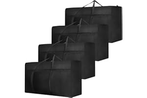 Dntorx 4 Pack 120L Large Storage Bags, Extra Large Moving Bags with Zips for Moving Storage Clothes Bedding Comforter Quilt Blankets Christmas Storage Containers