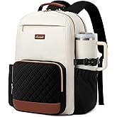 LOVEVOOK Laptop Backpack for Women with Pouch Pocket for Large Capacity Cup,15.6 Inch Teacher Nurse College Work Travel Backpack Purse,Waterproof Laptop Computer Bags,Beige-Black-Brown+Diamond-shaped