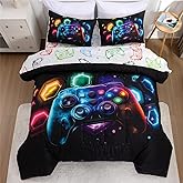 NTBED Game Console Comforter Set for Boys Girls Kids Space Universe Gaming Geometric Lightweight Microfiber Gamer Bedding Sets (Multi, Twin 5Pcs)