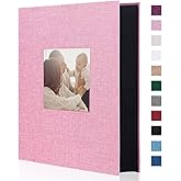 Artmag Fabric Photo Album 4x6 300 Large Capacity for Family Wedding Anniversary Linen Album Holds 300 Horizontal Photos (300 Pockets, Pink)