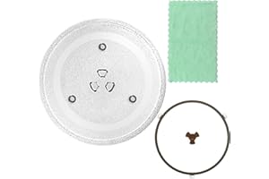 LUBIYACK 11.3" Glass Microwave Plate Replacement for WB49X10097 Microwave Turntable Tray Oven Rotating Dish Tray with Y shaped design for Better Reheating and Even Heat Distribution