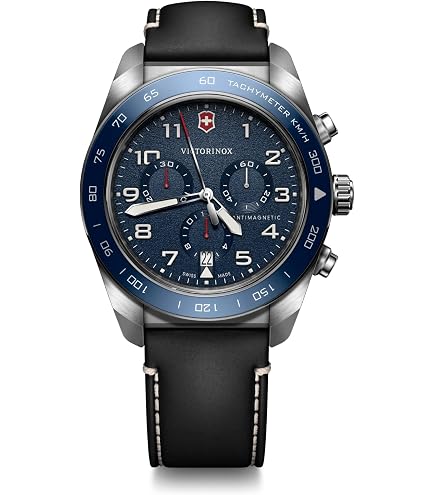 Victorinox Swiss Army Quartz Black Dial Black Leather Strap Watch