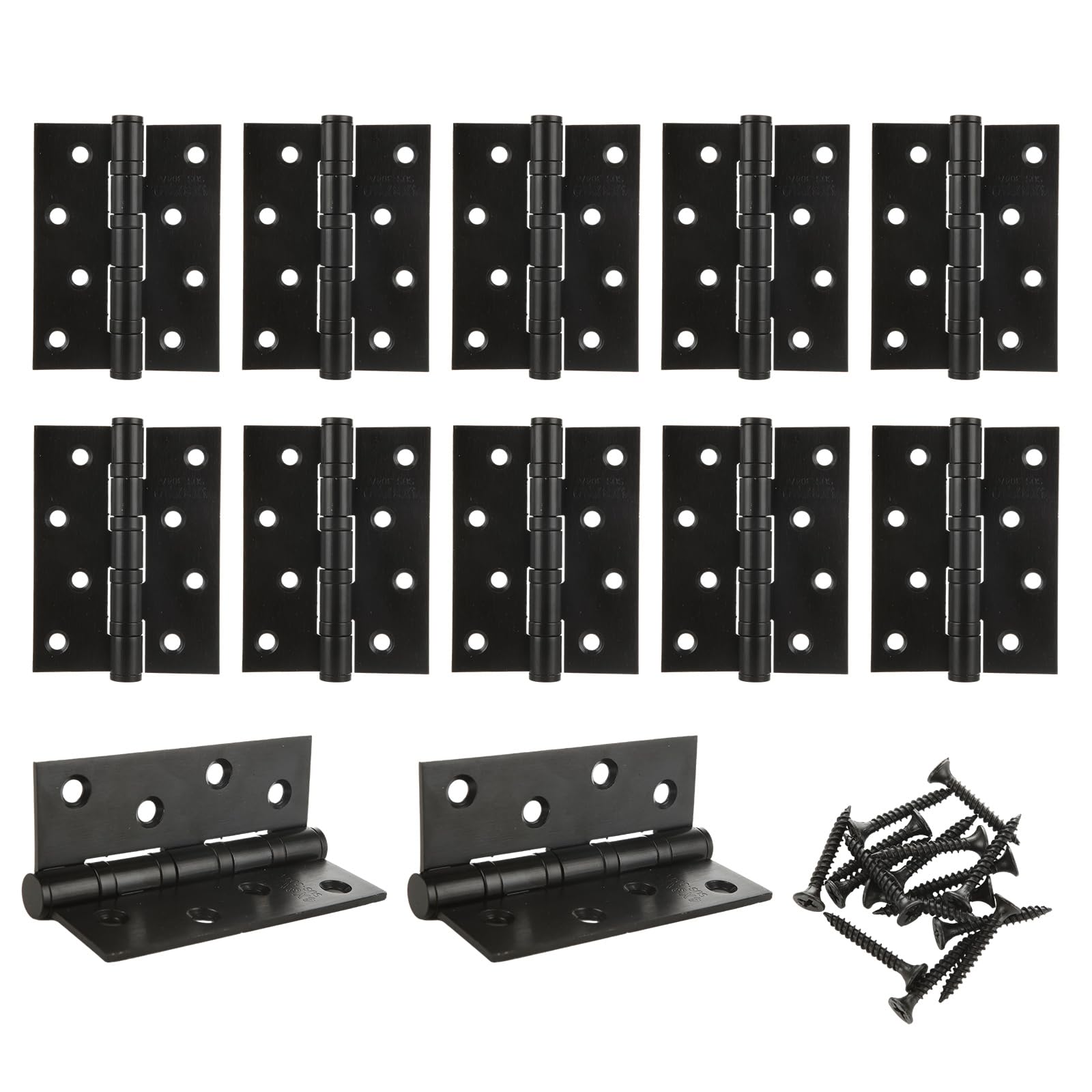 WOPPLXY 10 PCS Black Door Hinge, 4 Inch Stainless Steel Door Hinges Internal with Screws, Ball Bearing Hinges Heavy Duty Hinges for Internal Doors