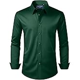 Alimens & Gentle Men's Dress Shirt Regular Fit Stretch Stain Shield Long Sleeve Solid Business Wedding Button Down Shirts