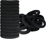 Hanyousheng 50 Pcs Elastic Hair Ties Black Cotton No Metal Seamless 8mm
