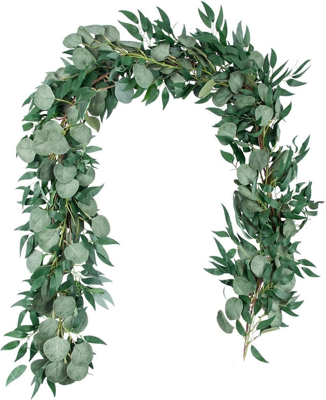 TURMIN 6.5ft Artificial Eucalyptus Garland Faux Silver Dollar