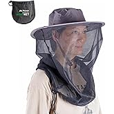 Mosquito Head Net Hat Sun Safari Hats with Hidden Net Mesh Mask for Fishing Hiking Camping Climbing