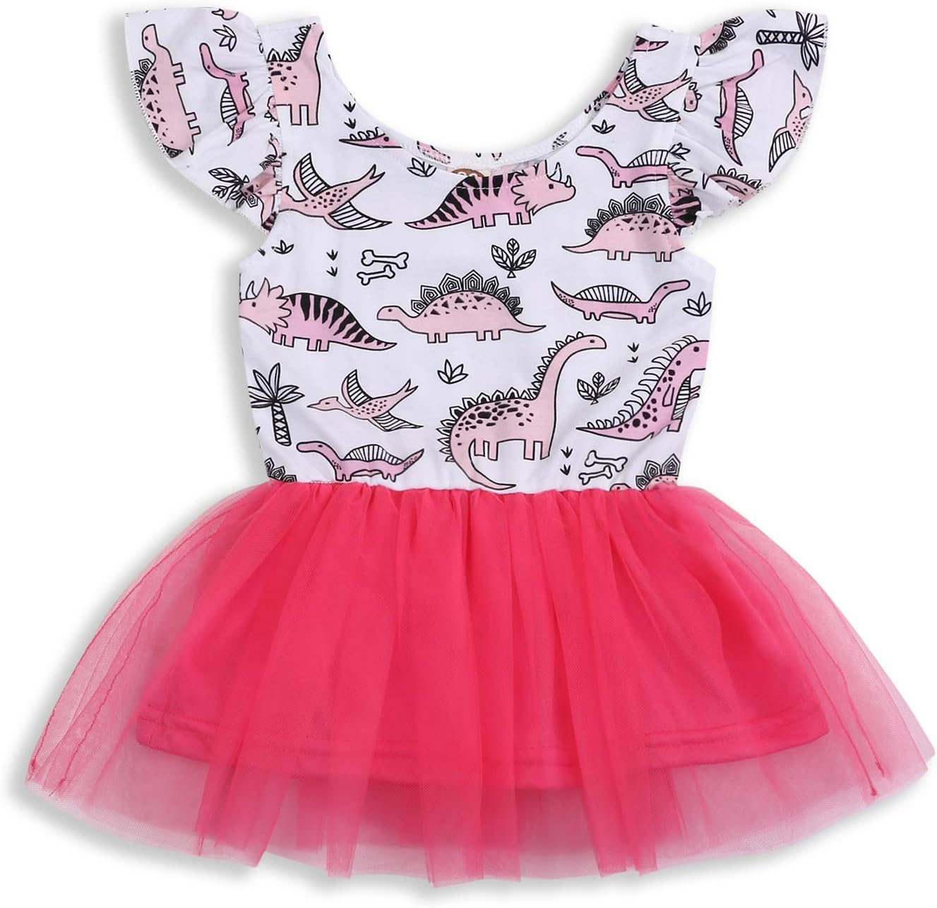 Infant Toddler Kids Baby Girls Summer Dress Dinosaur Sleeveless Tutu Skirt Clothes Set
