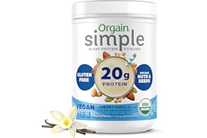 Orgain Organic Simple Vegan Protein Powder, Vanilla - 20g Plant Based Protein, Made with less Ingredients, No Artificial Sweeteners, Gluten Free, No Dairy or Lactose, 1.25 lb (Packaging May Vary)