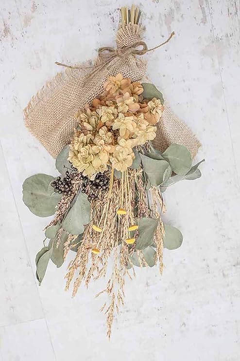 Amazon ドライフラワーのアジサイとユーカリのスワッグ プリザーブドフラワー オンライン通販