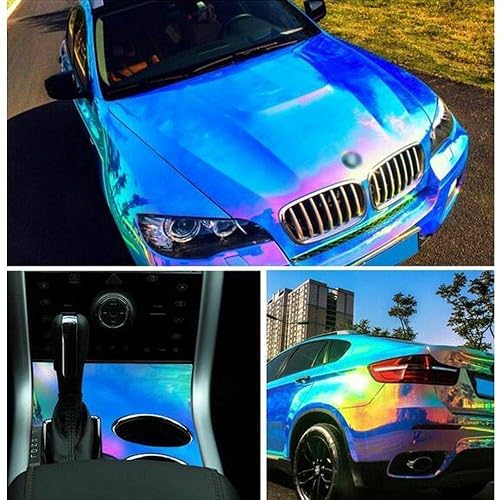 XhuangTech Holographic Rainbow Neo Chrome Car Vinyl Wrap Gloss Air ...