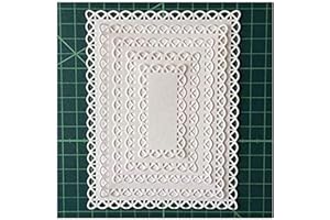 CPEI Nested Stitched Scallop Rectangle Frame Cutting Dies, Metal Stencils for DIY Craft Paper Card Making Scrapbooking Embossing 10.7X13.9 cm