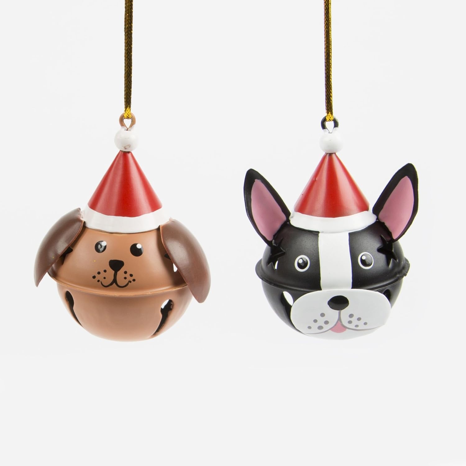 Set Of 2 Dogs In Christmas Hat Bell Tree Decorations Amazon Co Uk