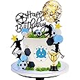 DRWATE Soccer Cake Topper Decorations - Ball Trophy Cake Decorations For Soccer Birthday Party Football Sport Party Supplies (Blue)