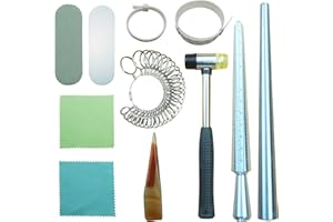 KINGSEESUN Ring Sizer Measuring Tool Premium Ring Making Kit with Ring Mandrel Circle Models Metal Stick Rubber Jewelers Hammer and Polishing Tools for Jewelry Making Crafts