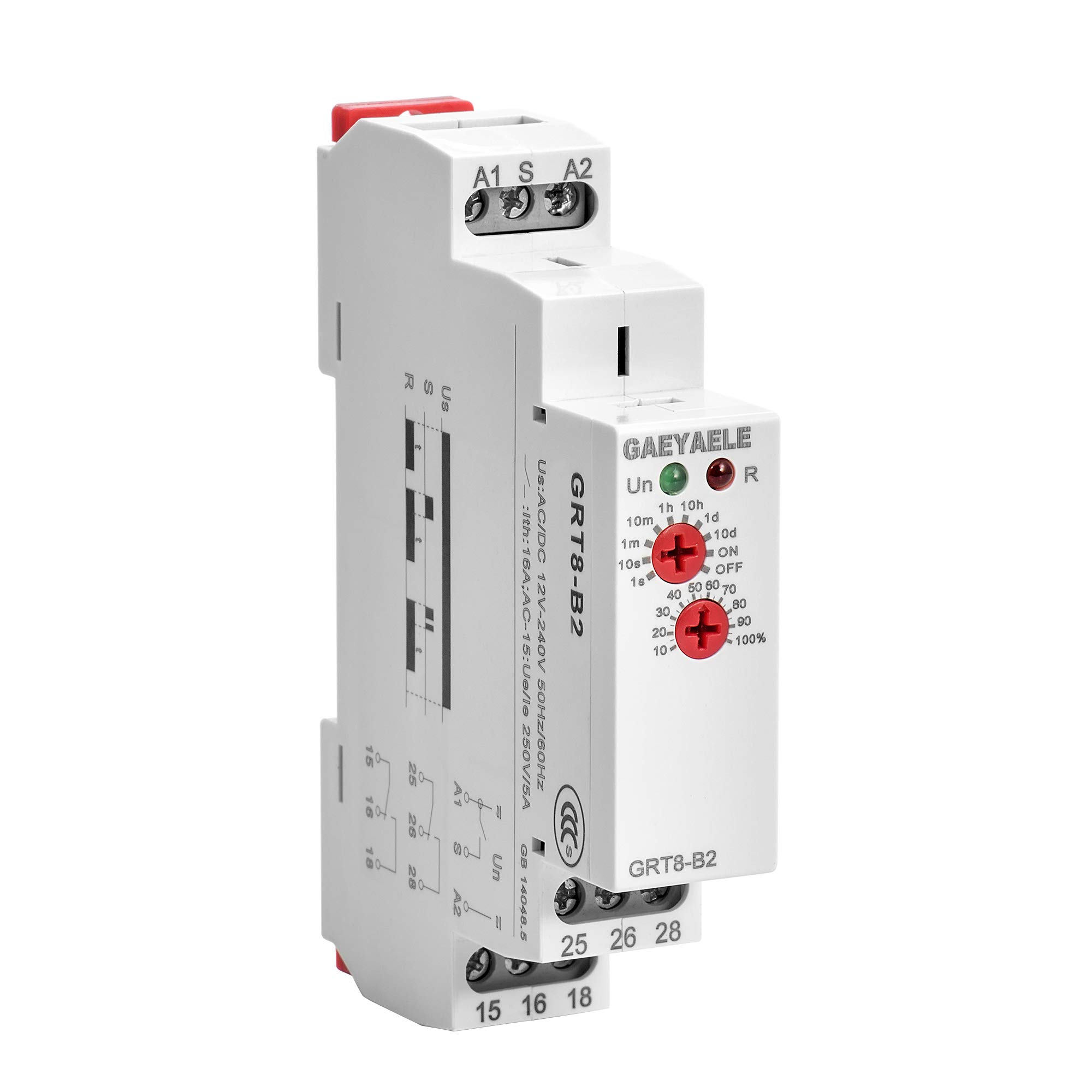 GAEYAELE Delay Off Time Relay Electronic 16A AC/DC12-240V with CE CB Certificate(GRT8-B2,AC/DC12V-240V)