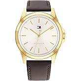 Tommy Hilfiger Men's 3-Hand Quartz Watch – 42mm Case, Leather Strap, 3 ATM Water Resistant, Modern Everyday Timepiece, Gift for Him