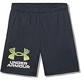 Under Armour Boys Tech Logo Shorts, (004) Black/White/High Vis Yellow, X-Large Plus