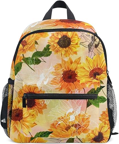 Amazon 旅立の店 リュックサック バックパック デイパック 子供 通学通園 アウトドア ひまわり柄 油絵 ポリエステル オシャレ 旅人 リュックサック