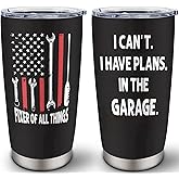 Louasedh Garage Gifts for Men, Car Guy Gifts for Men, I Can't I Have Plans in The Garages Gift, Garages Gift for Fathers Day Christmas Birthday 20 Oz Tumbler